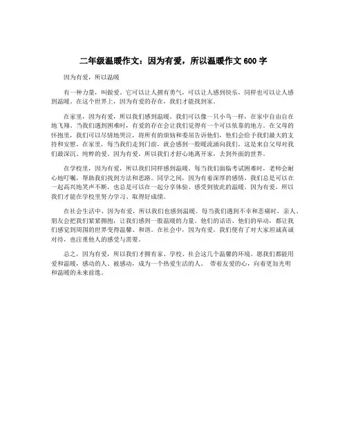 二年级温暖作文：因为有爱,所以温暖作文600字