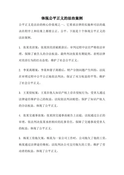 体现公平正义的法治案例