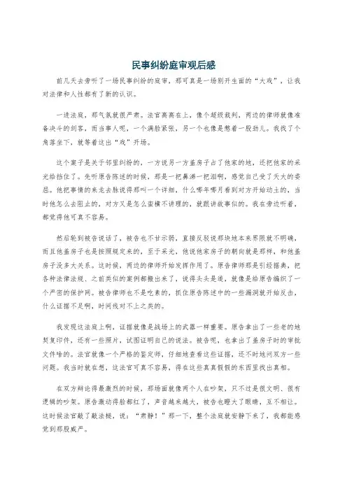 民事纠纷庭审观后感