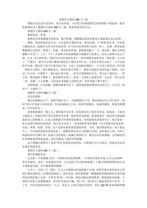 暑假作文素材400字三篇