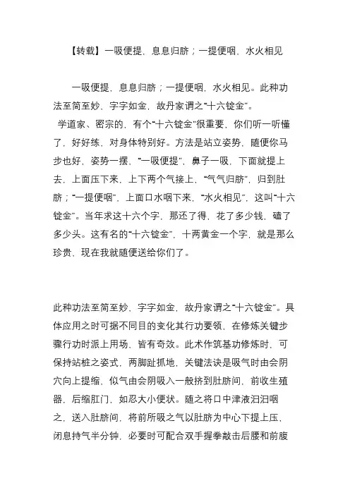 【转载】一吸便提息息归脐;一提便咽水火相见