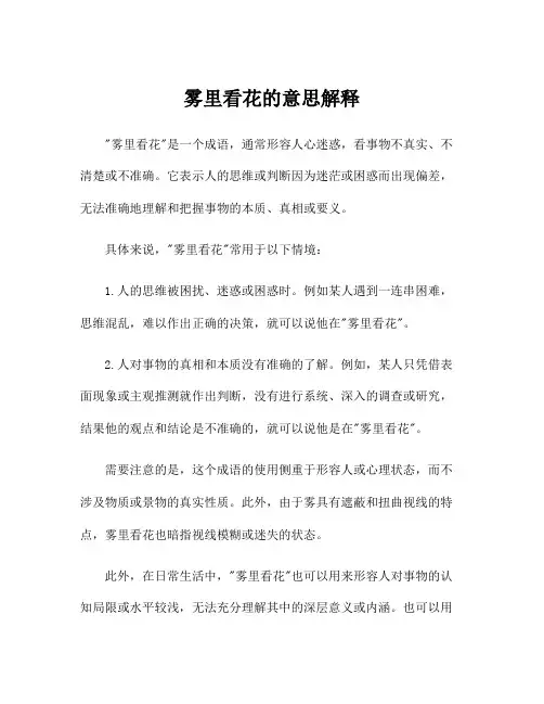 雾里看花的意思解释