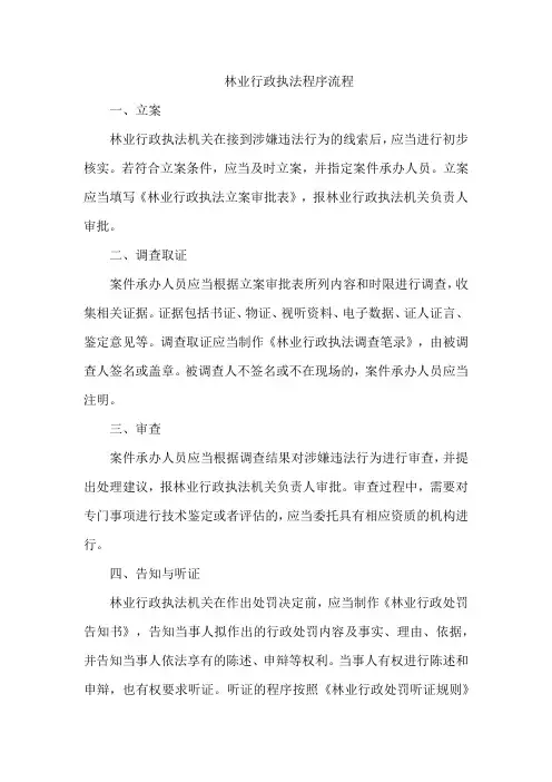 林业行政执法程序流程