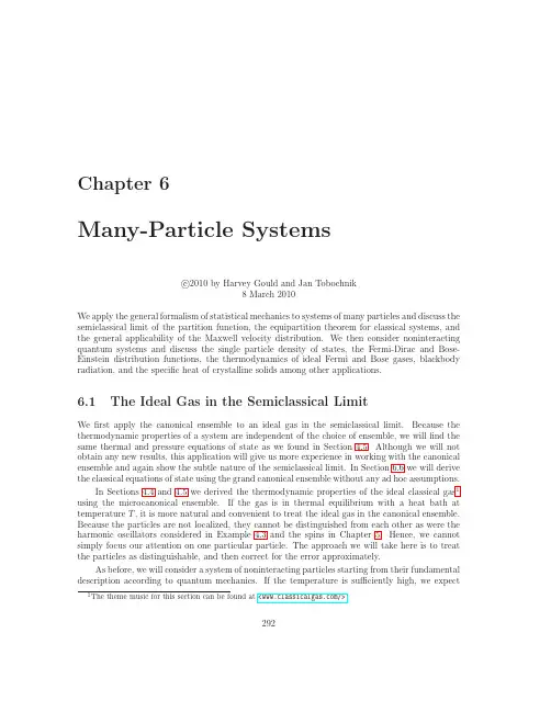 Statistical Phys._Ch6_Noninteracting Particle Systems