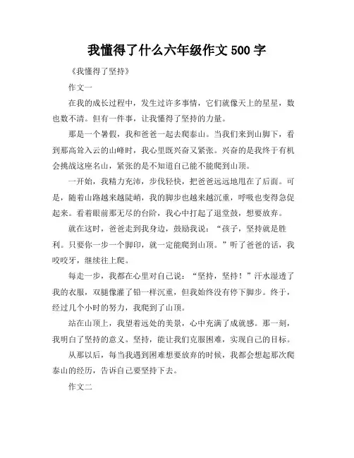 我懂得了什么六年级作文500字
