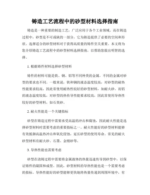 铸造工艺流程中的砂型材料选择指南