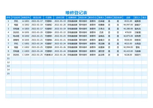 维修登记表