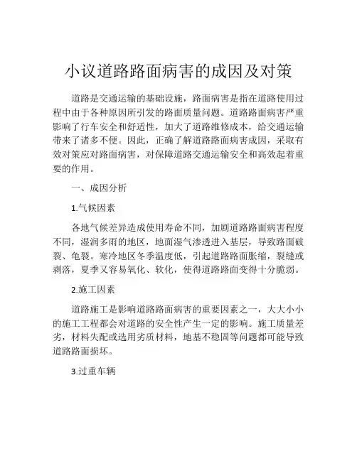 小议道路路面病害的成因及对策