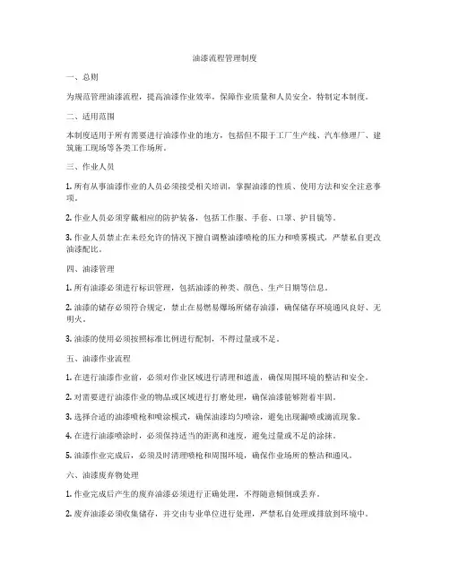 油漆流程管理制度