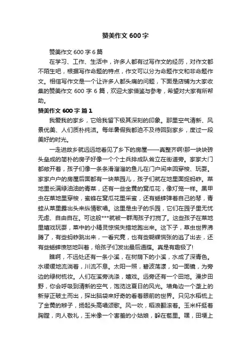 赞美作文600字