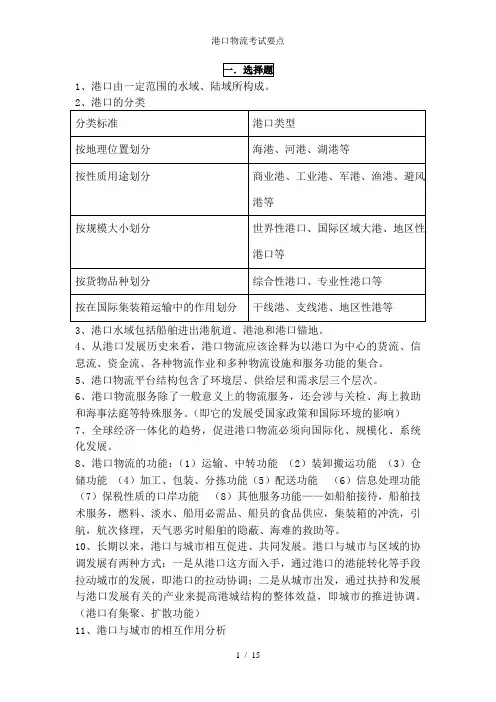 港口物流考试要点