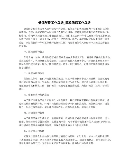 低保年终工作总结_民政低保工作总结