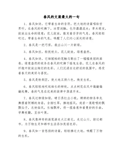 春风的文案最火的一句