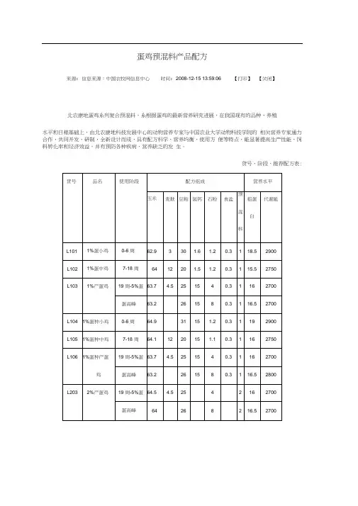 蛋鸡预混料产品配方(可看).