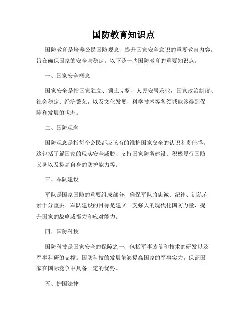 国防教育知识点