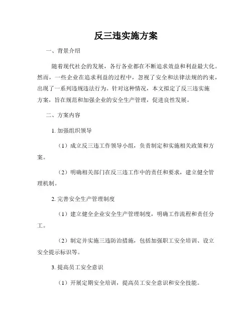 反三违实施方案