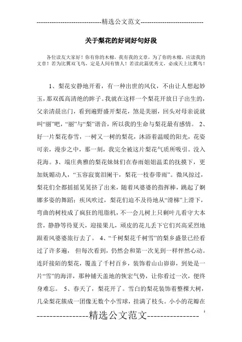 关于梨花的好词好句好段