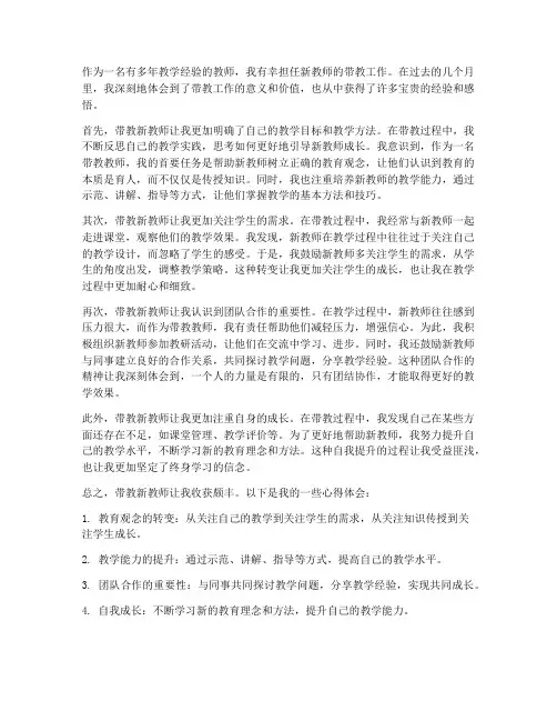 带教新教师的心得体会