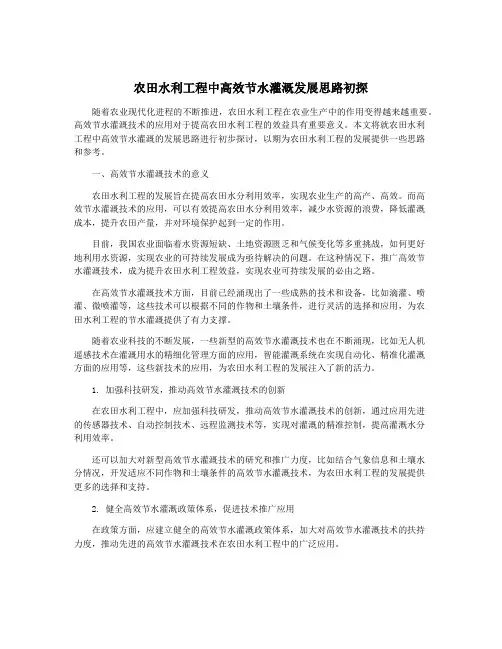 农田水利工程中高效节水灌溉发展思路初探