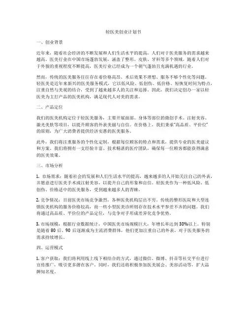 轻医美创业计划书