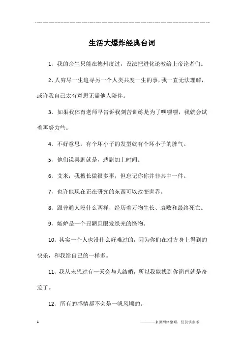 生活大爆炸经典台词