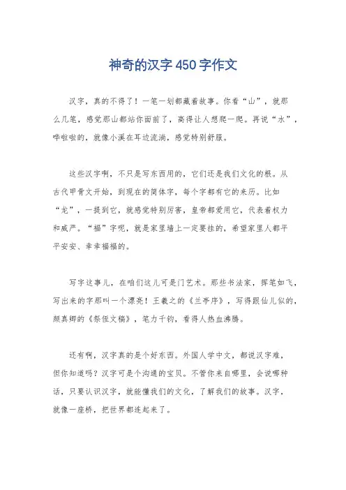 神奇的汉字450字作文