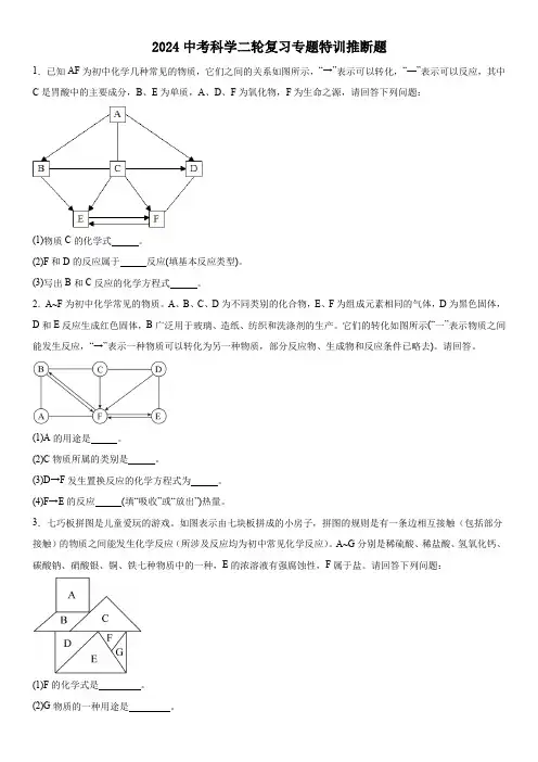 2024浙江省中考科学二轮复习专题特训---推断题