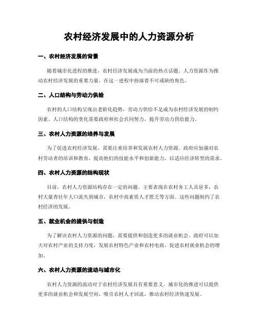 农村经济发展中的人力资源分析