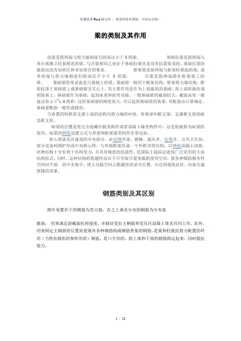 梁的类别及其作用