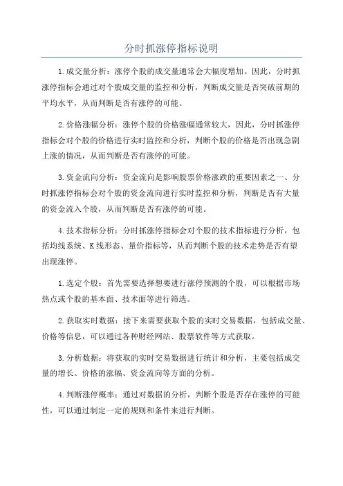 分时抓涨停指标说明