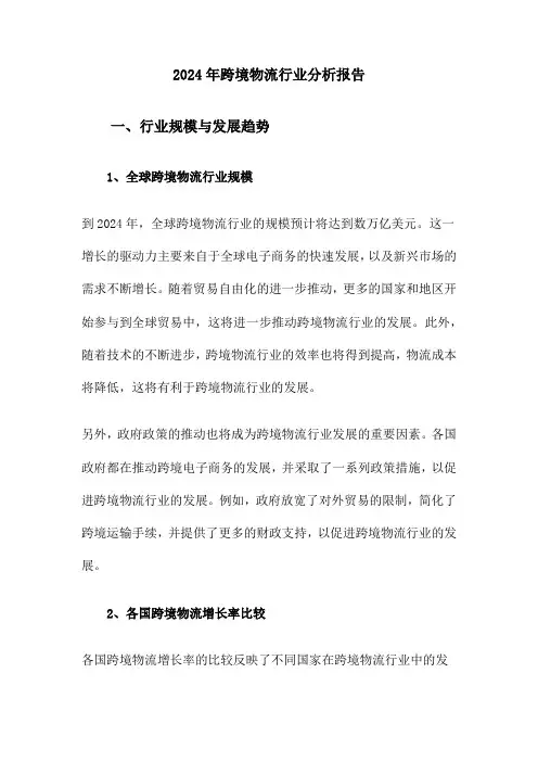 2024年跨境物流行业分析报告