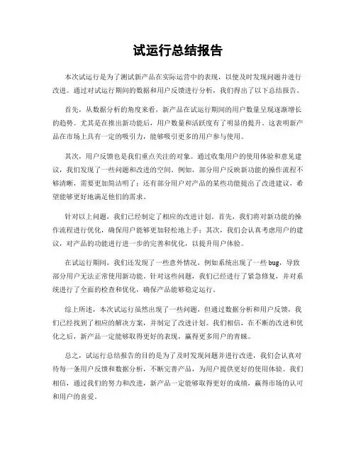 试运行总结报告