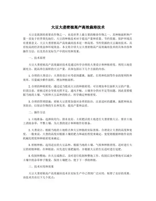 大豆大垄密植高产高效栽培技术