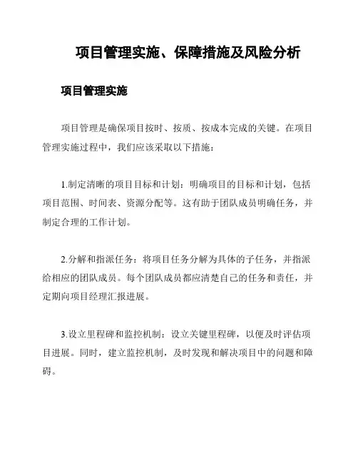 项目管理实施、保障措施及风险分析
