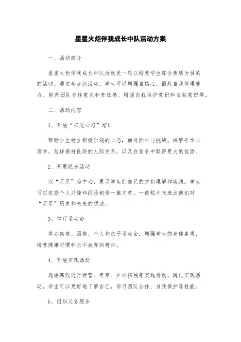 星星火炬伴我成长中队活动方案