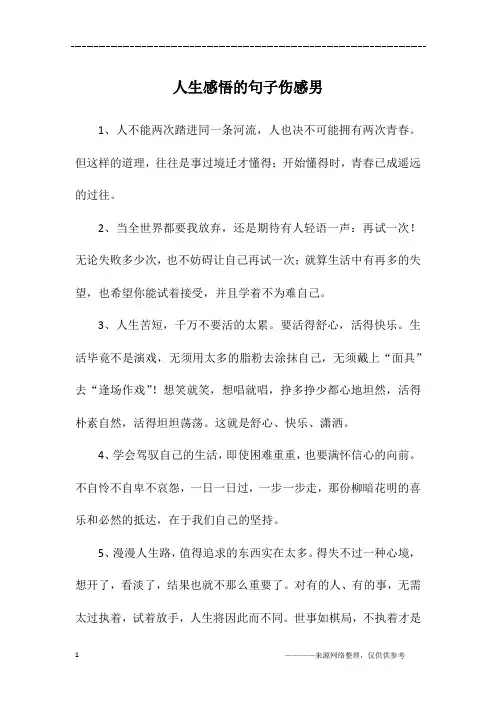 人生感悟的句子伤感男