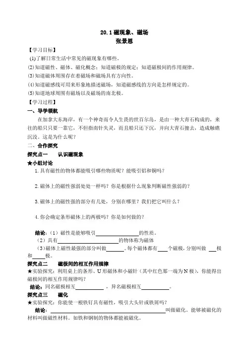 20.1磁现象、磁场导学案