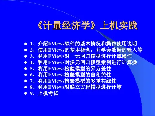 《计量经济学》上机实践