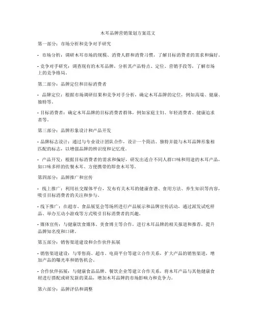 木耳品牌营销策划方案范文