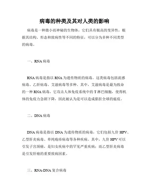 病毒的种类及其对人类的影响