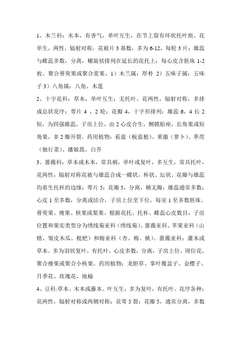 药用植物学重点
