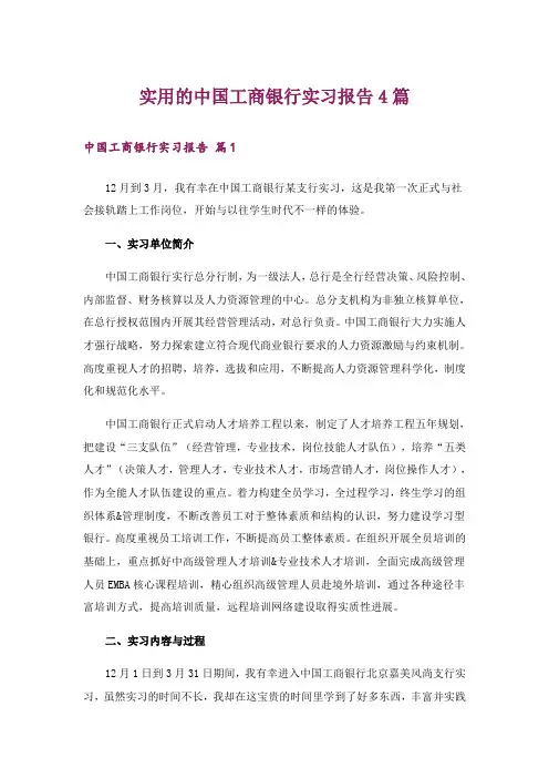 实用的中国工商银行实习报告4篇
