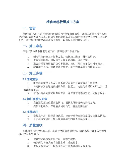 消防喷淋管道施工方案
