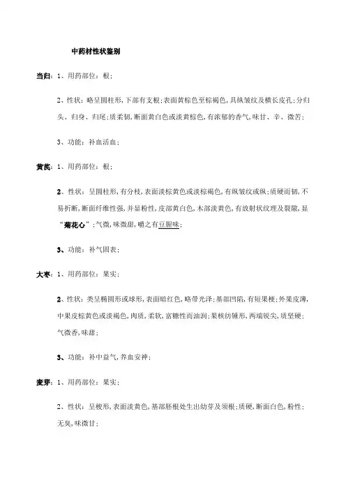 中药材性状鉴别