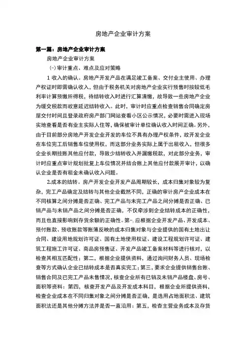 房地产企业审计方案