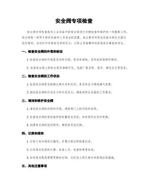 安全阀专项检查