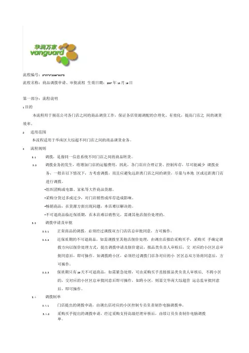 华润万家商品调拨申请、审批流程