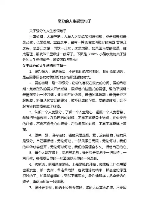 关于缘分的人生感悟句子