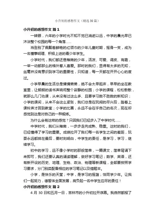 小升初的感想作文（精选30篇）