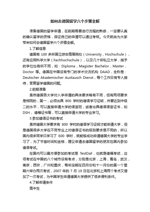 如何去德国留学六个步骤全解